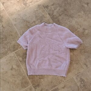 Pilcro Pale Lilac Fuzzy Short Sleeve Sweater